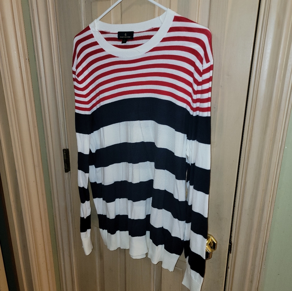 NWOT Mens Sz L Brooks Brothers Red, White, And Blue Striped Sweater Cotton